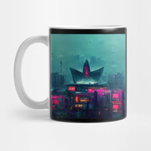 Neon Regal - Cyberpunk Cityscape Operahouse Mug